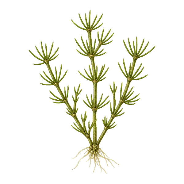 Chara or muskgrass, a bushy green alga with whorled branchlets